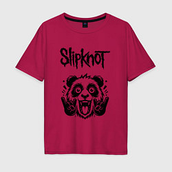 Футболка оверсайз мужская Slipknot - rock panda, цвет: маджента