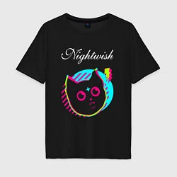Футболка оверсайз мужская Nightwish rock star cat, цвет: черный