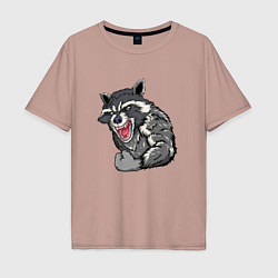 Футболка оверсайз мужская Raccoon, цвет: пыльно-розовый