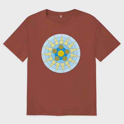 Мужская футболка оверсайз Окружности со звездой / Кирпичный – фото 1