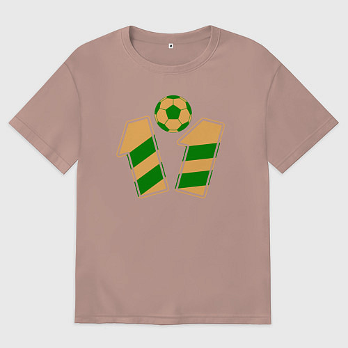 Мужская футболка оверсайз 11 номер футбольный мяч / Пыльно-розовый – фото 1