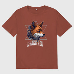 Футболка оверсайз мужская Cyborg fox, цвет: кирпичный