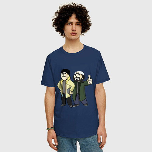Мужская футболка оверсайз Vault Jay and silent Bob / Тёмно-синий – фото 3