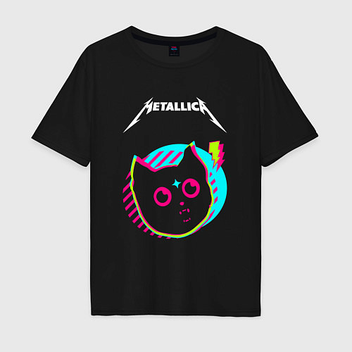 Мужская футболка оверсайз Metallica rock star cat / Черный – фото 1