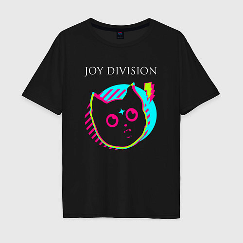 Мужская футболка оверсайз Joy Division rock star cat / Черный – фото 1