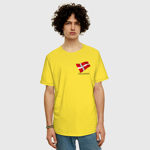 Мужская футболка оверсайз Im Danish - motto / Желтый – фото 3