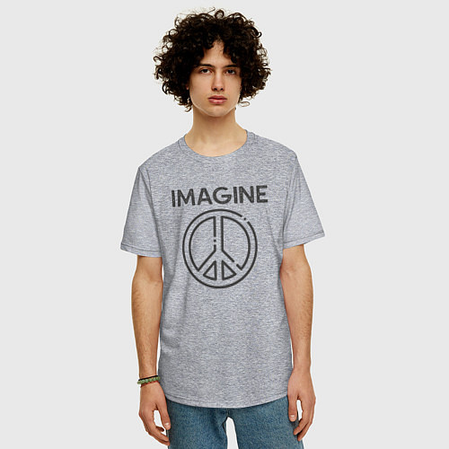 Мужская футболка оверсайз Peace imagine / Меланж – фото 3