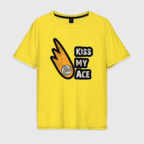 Мужская футболка оверсайз Kiss my ace volleyball / Желтый – фото 1