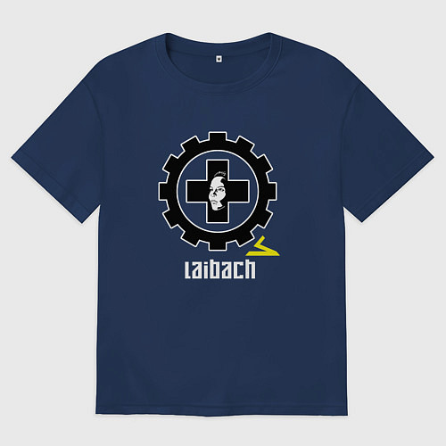 Мужская футболка оверсайз Laibach - A face / Тёмно-синий – фото 1