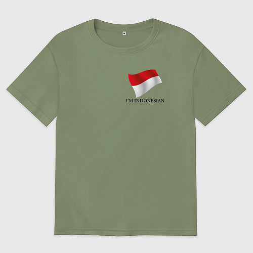Мужская футболка оверсайз Im Indonesian - motto / Авокадо – фото 1
