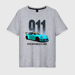 Футболка оверсайз мужская Cпортивный автомобиль Porsche, цвет: меланж