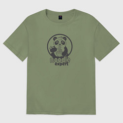 Мужская футболка оверсайз Милая панда ест лапшу