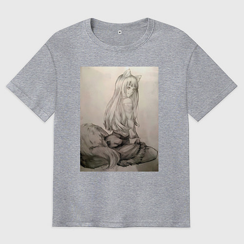 Мужская футболка оверсайз Мудрая волчица Холо / Меланж – фото 1