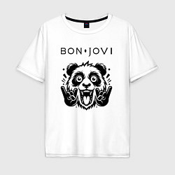 Футболка оверсайз мужская Bon Jovi - rock panda, цвет: белый