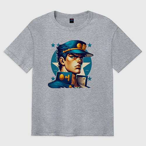 Мужская футболка оверсайз Jojo - Jotaro Kujo ai art / Меланж – фото 1