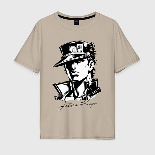 Мужская футболка оверсайз Jotaro Kujo - anime ai art / Миндальный – фото 1