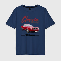 Мужская футболка оверсайз Американский маслкар Ford Mustang 1974 года