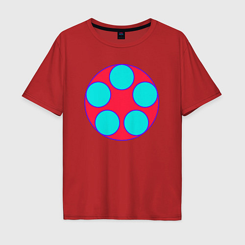 Мужская футболка оверсайз Круги в большом круге / Красный – фото 1