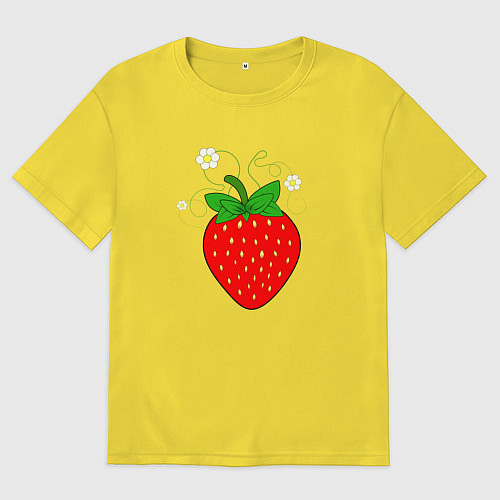 Мужская футболка оверсайз Ягода клубничка крупная / Желтый – фото 1