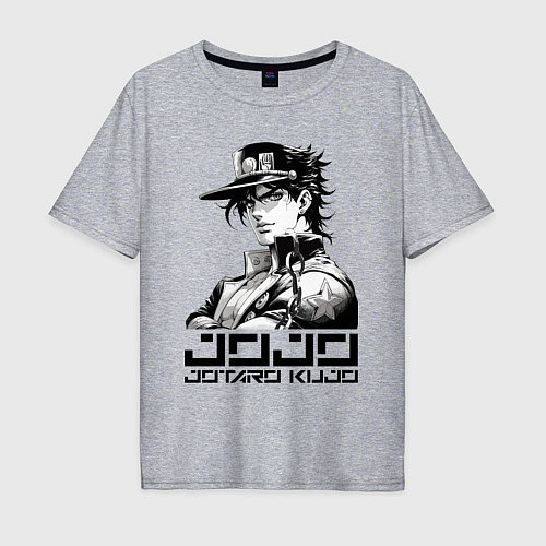 Мужская футболка оверсайз Jotaro Kujo - jojo ai art / Меланж – фото 1