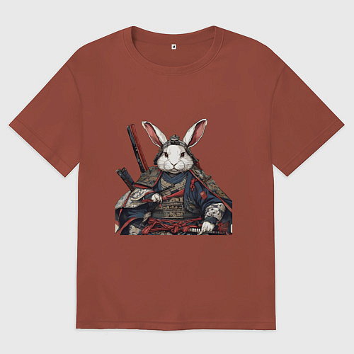 Мужская футболка оверсайз Самурай Кроль / Кирпичный – фото 1