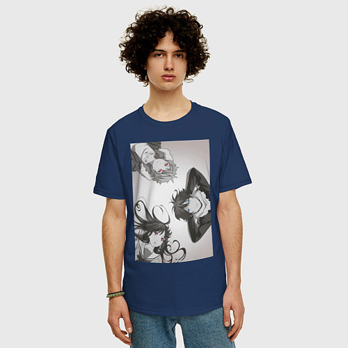 Мужская футболка оверсайз Бездомный бог Хиёри Ики / Тёмно-синий – фото 3