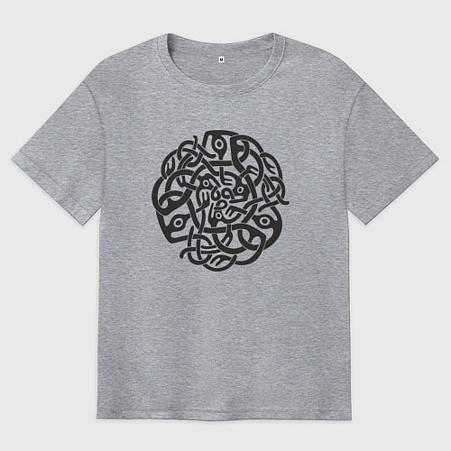 Мужская футболка оверсайз Черный готичный кельтский узор / Меланж – фото 1