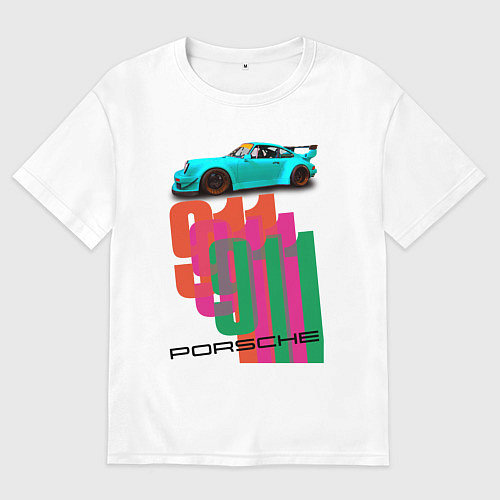 Мужская футболка оверсайз Порше 911 спортивный немецкий автомобиль / Белый – фото 1