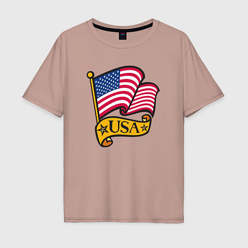 Мужская футболка оверсайз American flag / Пыльно-розовый – фото 1