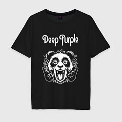 Футболка оверсайз мужская Deep Purple rock panda, цвет: черный