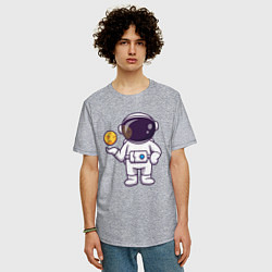 Футболка оверсайз мужская Космонавт и планета, цвет: меланж — фото 2