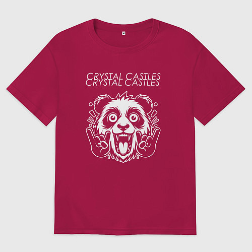 Мужская футболка оверсайз Crystal Castles rock panda / Маджента – фото 1