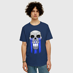 Футболка оверсайз мужская Плачущий череп, цвет: тёмно-синий — фото 2