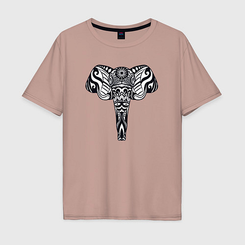 Мужская футболка оверсайз Ethnic elephant / Пыльно-розовый – фото 1