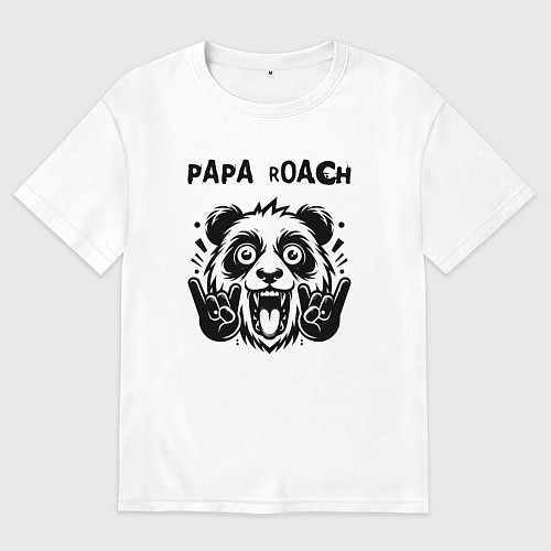 Мужская футболка оверсайз Papa Roach - rock panda / Белый – фото 1