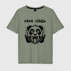 Футболка оверсайз мужская Papa Roach - rock panda, цвет: авокадо