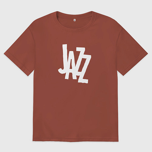 Мужская футболка оверсайз Jazz retro in white / Кирпичный – фото 1