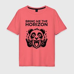 Футболка оверсайз мужская Bring Me the Horizon - rock panda, цвет: коралловый