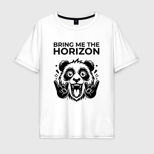 Мужская футболка оверсайз Bring Me the Horizon - rock panda / Белый – фото 1