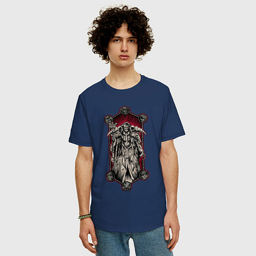 Мужская футболка оверсайз Повелитель Момонга / Тёмно-синий – фото 3
