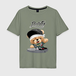 Мужская футболка оверсайз Плюшевый медвежонок диджей