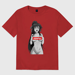 Футболка оверсайз мужская Ахегао senpai nudity, цвет: красный