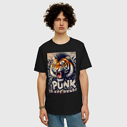 Футболка оверсайз мужская Cool tiger - punks not dead, цвет: черный — фото 2