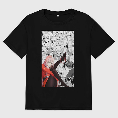 Мужская футболка оверсайз Зеро Ту коллаж / Черный – фото 1