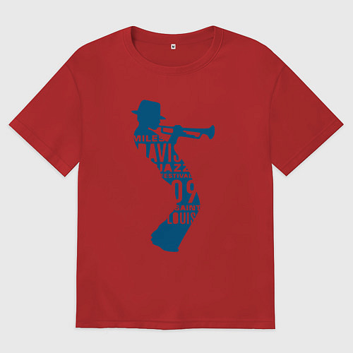 Мужская футболка оверсайз Miles Davis jazz / Красный – фото 1