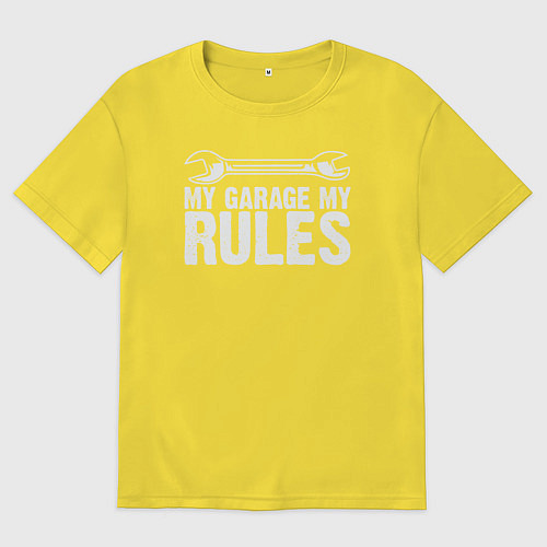 Мужская футболка оверсайз Мой гараж мой правила / Желтый – фото 1