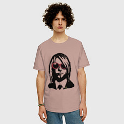 Футболка оверсайз мужская Kurt Cobain Nirvana portrait, цвет: пыльно-розовый — фото 2