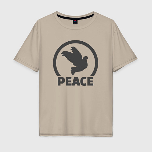 Мужская футболка оверсайз Peace bird / Миндальный – фото 1