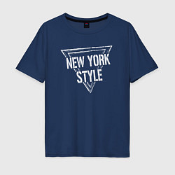 Футболка оверсайз мужская Нью-Йоркский стиль, цвет: тёмно-синий
