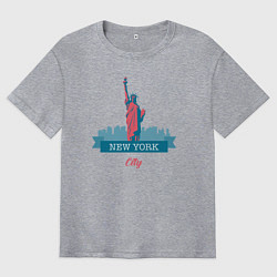 Футболка оверсайз мужская Статуя Свободы в Нью-Йорке, цвет: меланж
